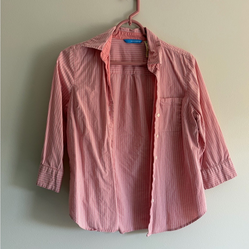 Vintage Pink Plaid 3/4 Sleeve Shirt - Picture 2 of 6